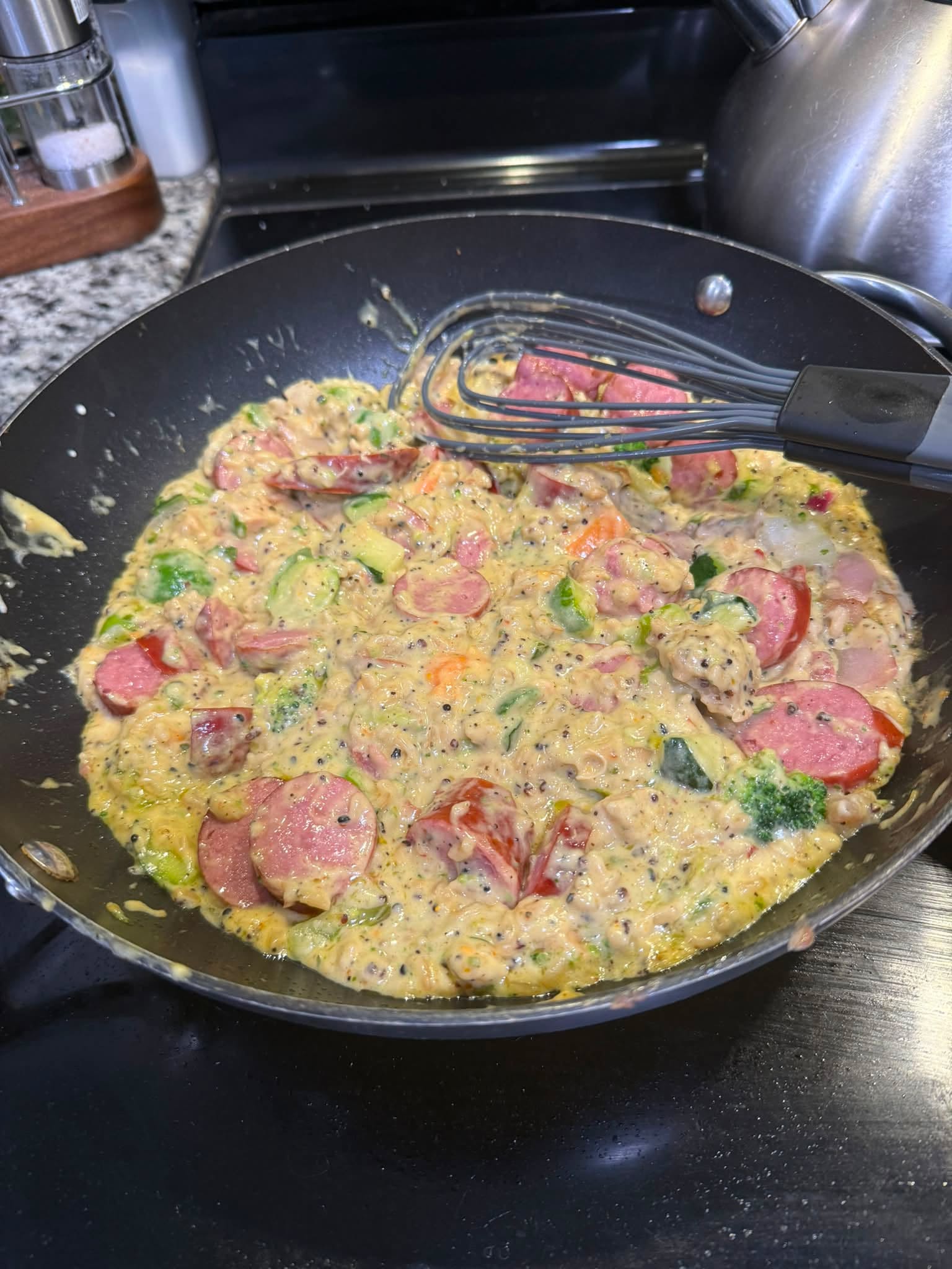 🍽️ Well… dinner didn’t exactly go as planned! 😂

I had a whole meal planned, but life had other ideas. Instead of making a last-minute grocery store run, I shopped my own kitchen and got creative!

Tonight’s dinner turned into a delicious mix of what I already had on hand—sausage, chicken, broccoli, zucchini, carrots, onions, cheese, and a few pantry staples. 🥦🧀🌭

It might not have been the meal I planned, but it was:
✅ Delicious
✅ Saved money
✅ Reduced food waste
✅ Proved that sometimes the best meals come from a little creativity!

Before you head to the grocery store this week, take a peek in your fridge, freezer, and pantry. You might be surprised by what you can whip up!

💬 Have you ever “shopped your kitchen” and ended up creating a meal your family loved? Share your favorite pantry rescue meal below! 👇

#ShopYourKitchen #PantryChallenge #CookinWithBonnie #DinnerOnTheFly #KitchenCreativity #SaveMoney #NoFoodWaste #HomeCooking